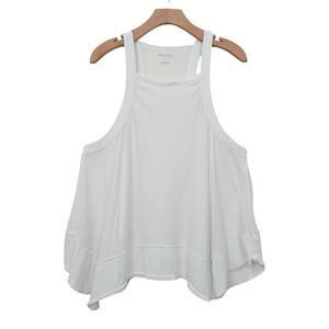 Anthropologie Pilcro Hankey-Hem Swing Tank Womens Small White Cotton Lightweight